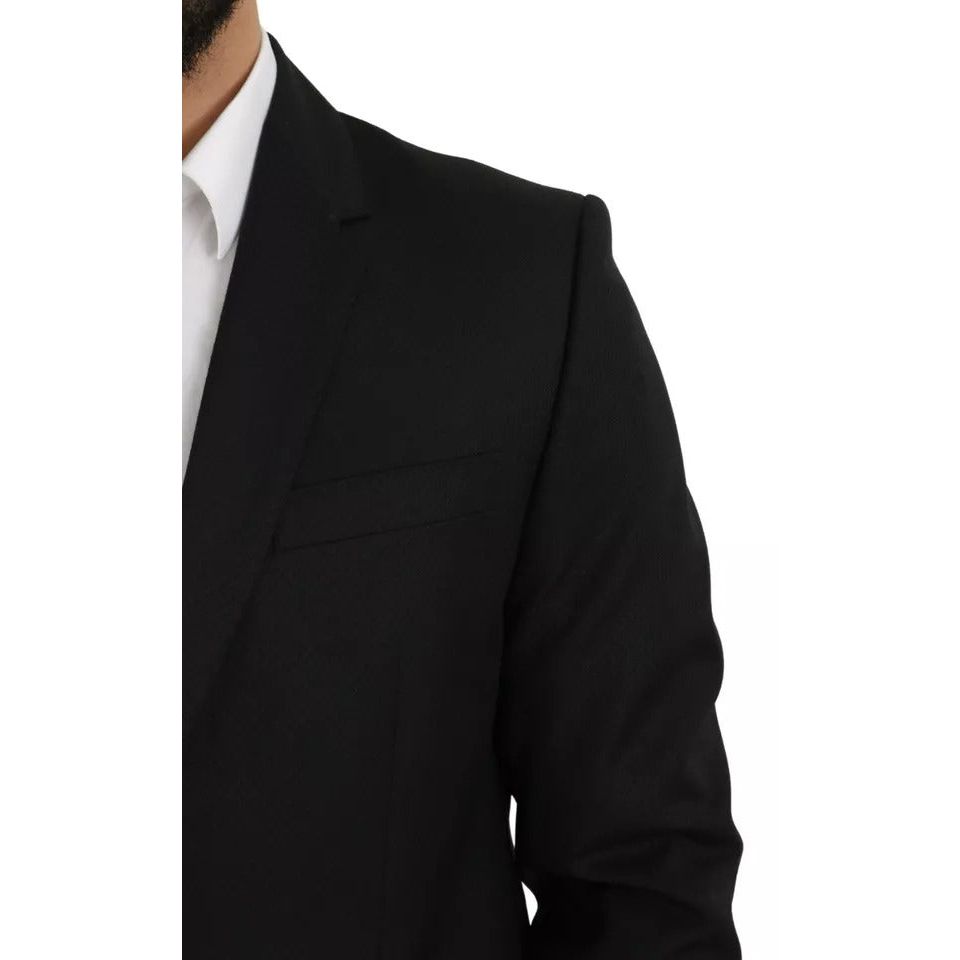 Dolce & Gabbana Black Wool Slim Fit Notch Jacket Blazer KOS1809-54