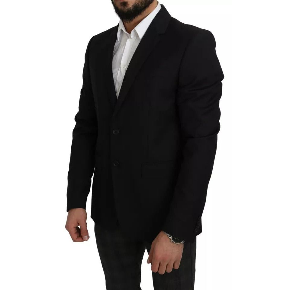 Dolce & Gabbana Black Wool Slim Fit Notch Jacket Blazer KOS1809-54