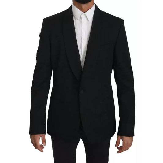 Dolce & Gabbana Black Single Breasted Formal Coat Blazer KOS1621-52