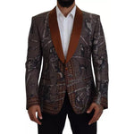 Dolce & Gabbana Bronze Monkey Print Silk Slim Jacket Blazer