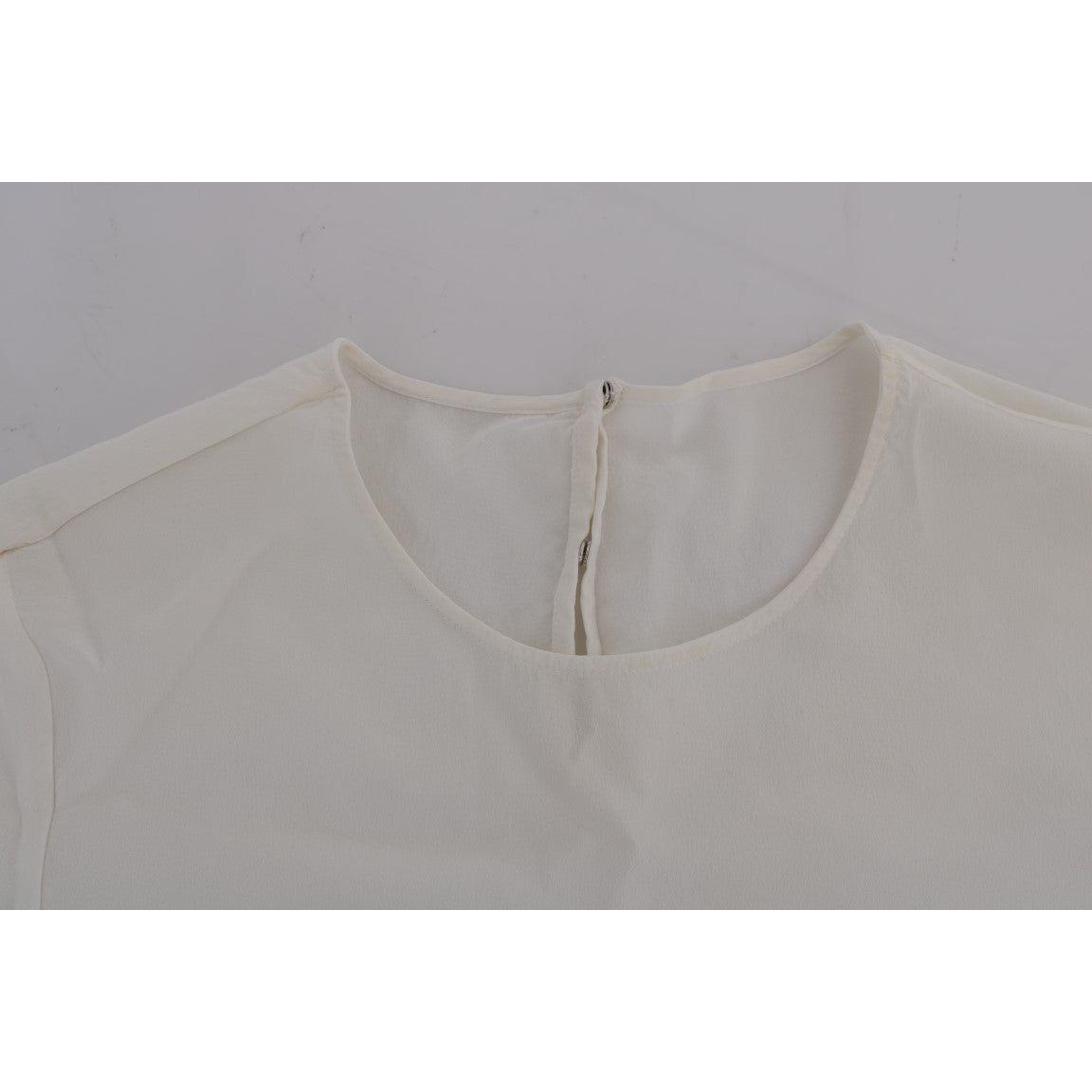 Dolce & Gabbana White Silk ITALIA IS LOVE Blouse T-shirt TSH1100-1