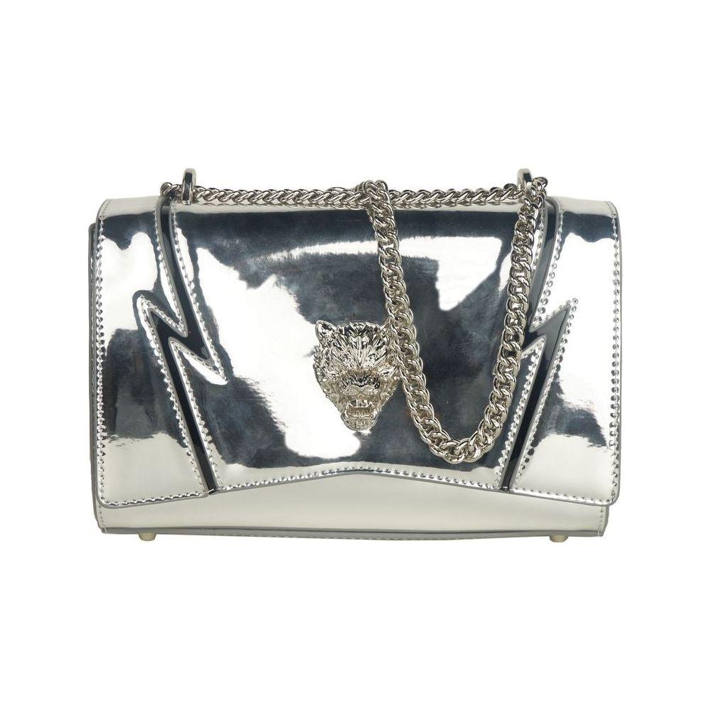 Plein Sport Elegant Gray Chain-Strapped Shoulder Bag PLSP-11026