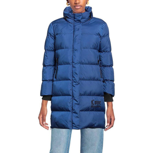 Love Moschino Chic Long Down Jacket with Logo Detail LO-10230-IT40|S