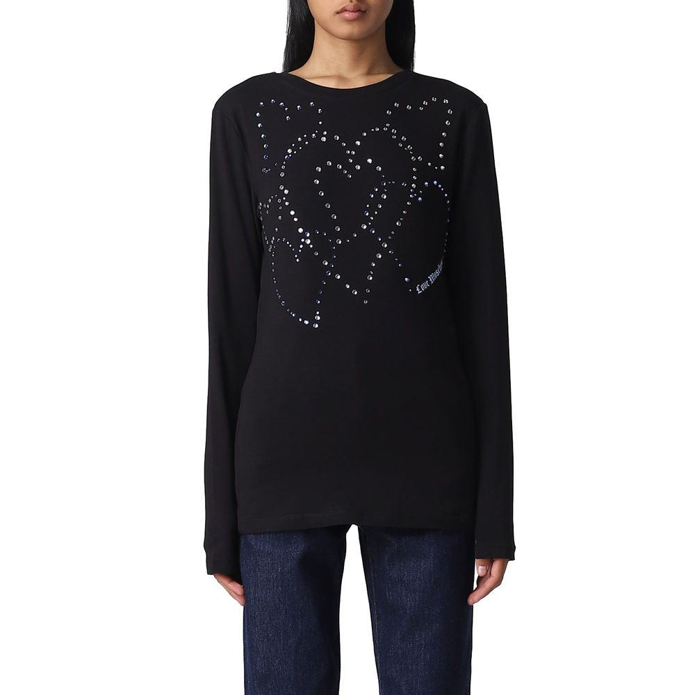 Love Moschino Rhinestone Heart Embellished Cotton Tee LO-10215-IT44|L