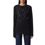 Love Moschino Rhinestone Heart Embellished Cotton Tee LO-10215-IT44|L