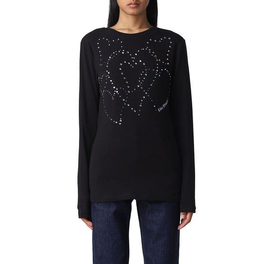 Love Moschino Rhinestone Heart Embellished Cotton Tee LO-10215-IT44|L