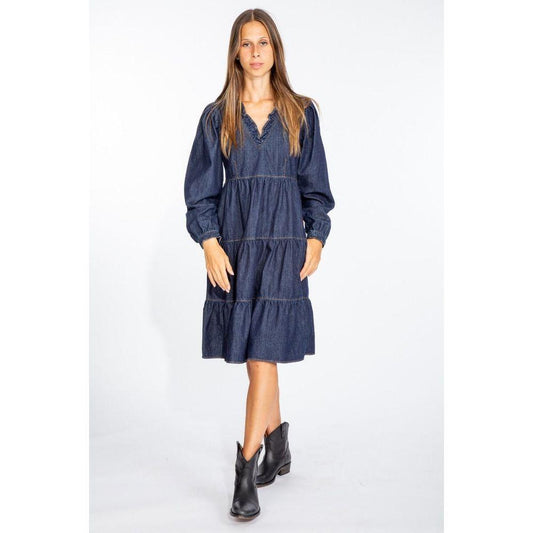 Love Moschino Elegant Dark Blue Denim Flare Dress LO-10220-IT40|S