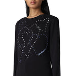 Love Moschino Rhinestone Heart Embellished Cotton Tee LO-10215-IT44|L