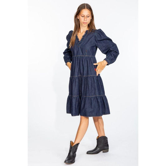 Love Moschino Elegant Dark Blue Denim Flare Dress LO-10220-IT40|S