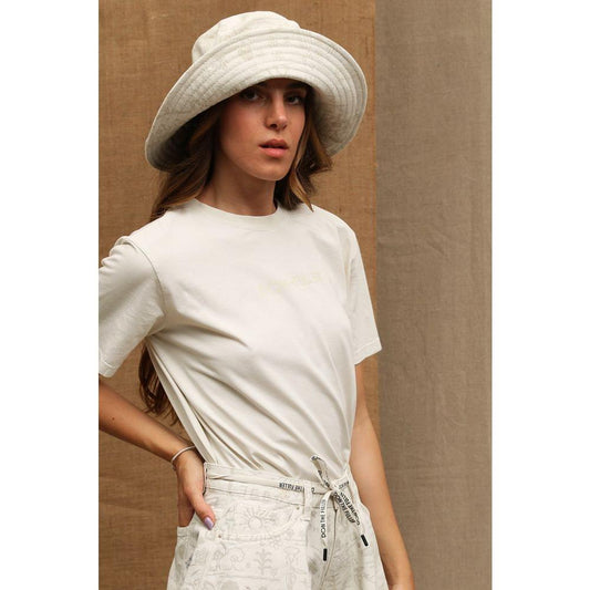 Don The Fuller White Cotton Women T-Shirt DO-6911-S