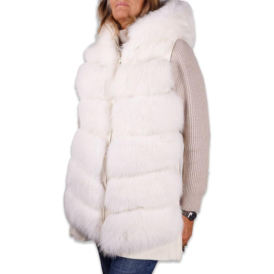 Made in Italy White Wool Women Coat LO-4900-IT42|M