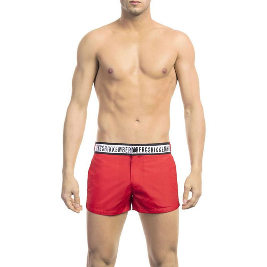Bikkembergs Red Polyamide Men Swim Short BI-22591-M-FBB-250