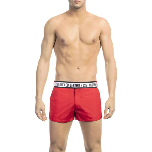 Bikkembergs Red Polyamide Men Swim Short BI-22591-XXL