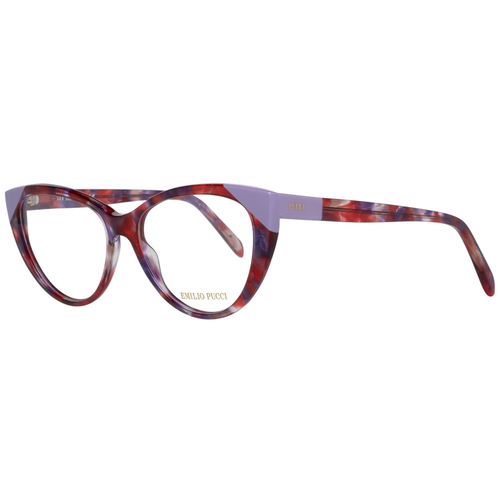 Emilio Pucci Purple Women Glasses Frame featuring full-rim plastic design, 54mm lens width, and branded case.