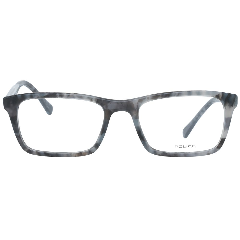 Police Gray Men Glasses Frame, full-rim plastic, 52-19-145 size, grey color, with case, no spring hinge.