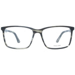 Police Gray Men Glasses Frame with full-rim rectangle design, plastic material, grey color, size 54-15-140, includes branded case.
