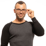 Man wearing Police Gray Men Glasses Frame with full-rim rectangle style