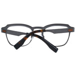 Ermenegildo Zegna Gray Men Glasses Frame, full-rim titanium, trapezium shape, demo lenses, 49-20-140 size with branded case.