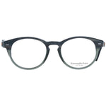 Ermenegildo Zegna Gray Men Glasses Frame in full-rim round style with gray plastic frame and demo lenses, size 49-18-145.