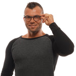 Man wearing Ermenegildo Zegna Gray Men Glasses Frame with full-rim plastic design.