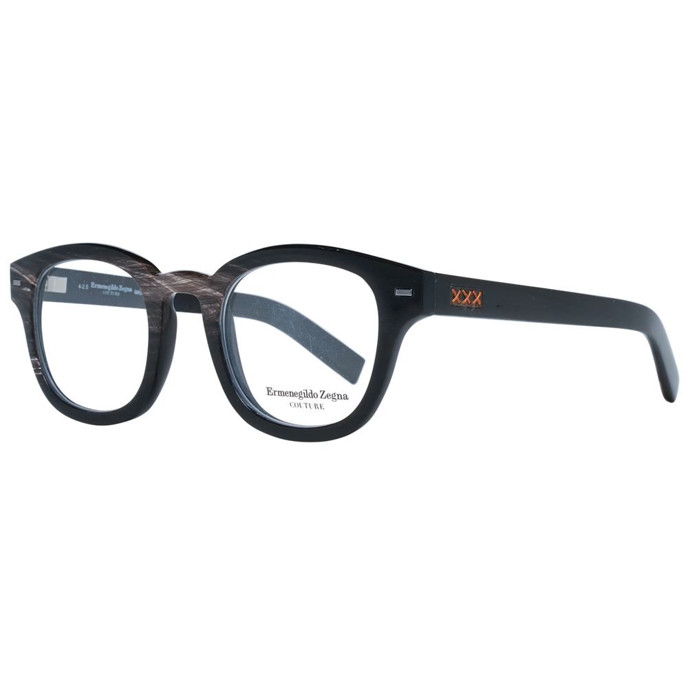 Ermenegildo Zegna Black Horn Glasses (Frames) in square style with demo lenses, full-rim design and black horn material.