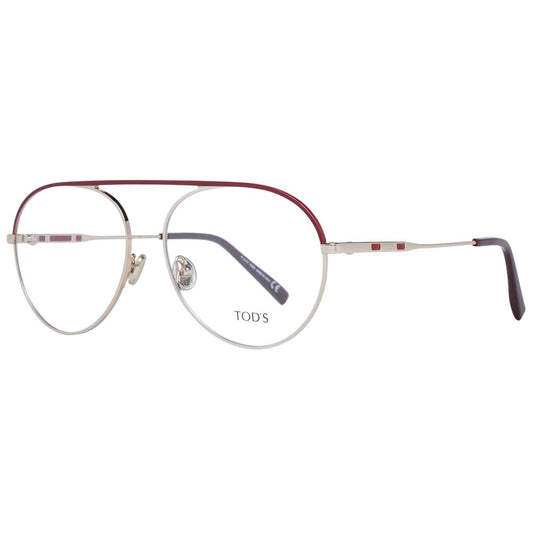 Tod's Red Women Glasses Frame, aviator style, red metal full-rim with demo lenses, size 55-47-15, frame width 135, temples 140.
