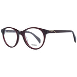 Maje Red Women Glasses Frame, round acetate full-rim design with demo lenses, size 49-19-140, includes branded case.