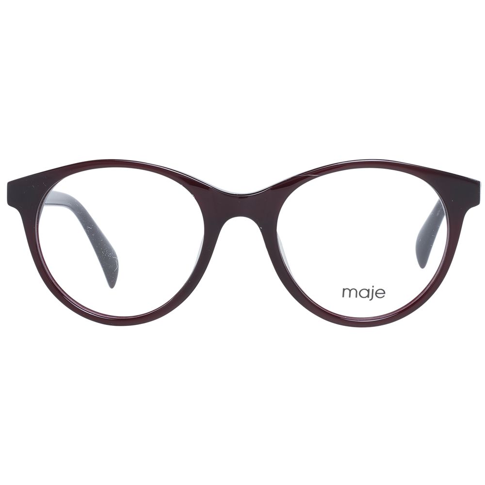 Front view of Maje Red Women Glasses Frame in round acetate design with demo lenses.