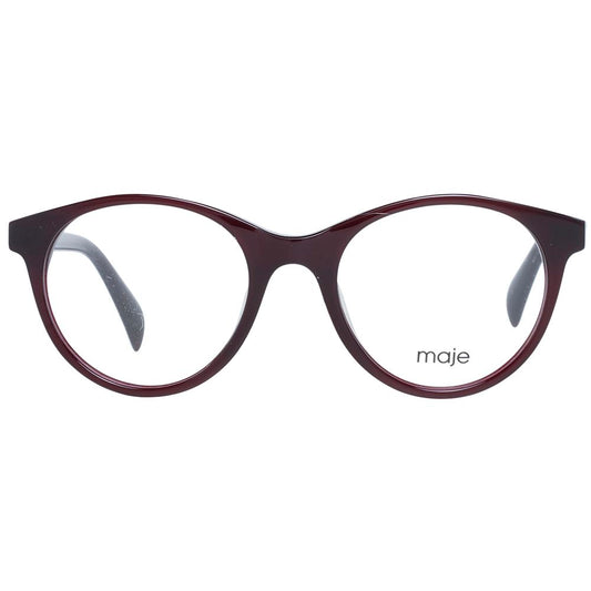 Front view of Maje Red Women Glasses Frame in round acetate design with demo lenses.
