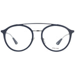 Police Gray Men Glasses Frame in full-rim aviator style with grey metal and plastic frame, demo lenses, and branded case included.