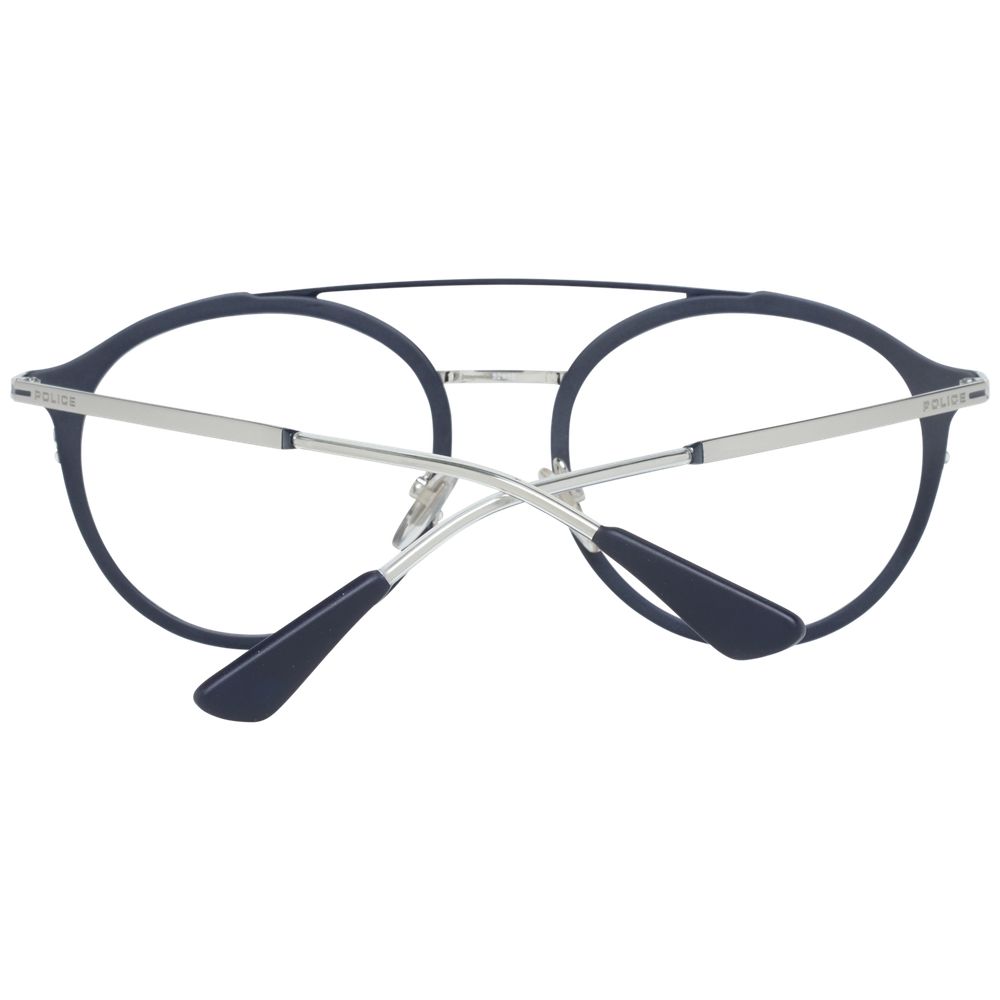 Police Gray Men Glasses Frame with metal & plastic aviator design, full-rim style, gray color, and demo lenses. Size 52-16-140.