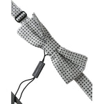 Dolce & Gabbana Gray Silk Polka Dot Adjustable Neck Men Papillon Bow Tie