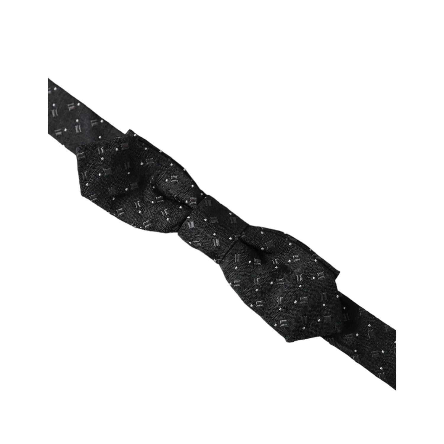 ربطة عنق بابيلون للرجال من دولتشي آند غابانا، من الحرير الأسود المنقوش، قابلة للتعديل