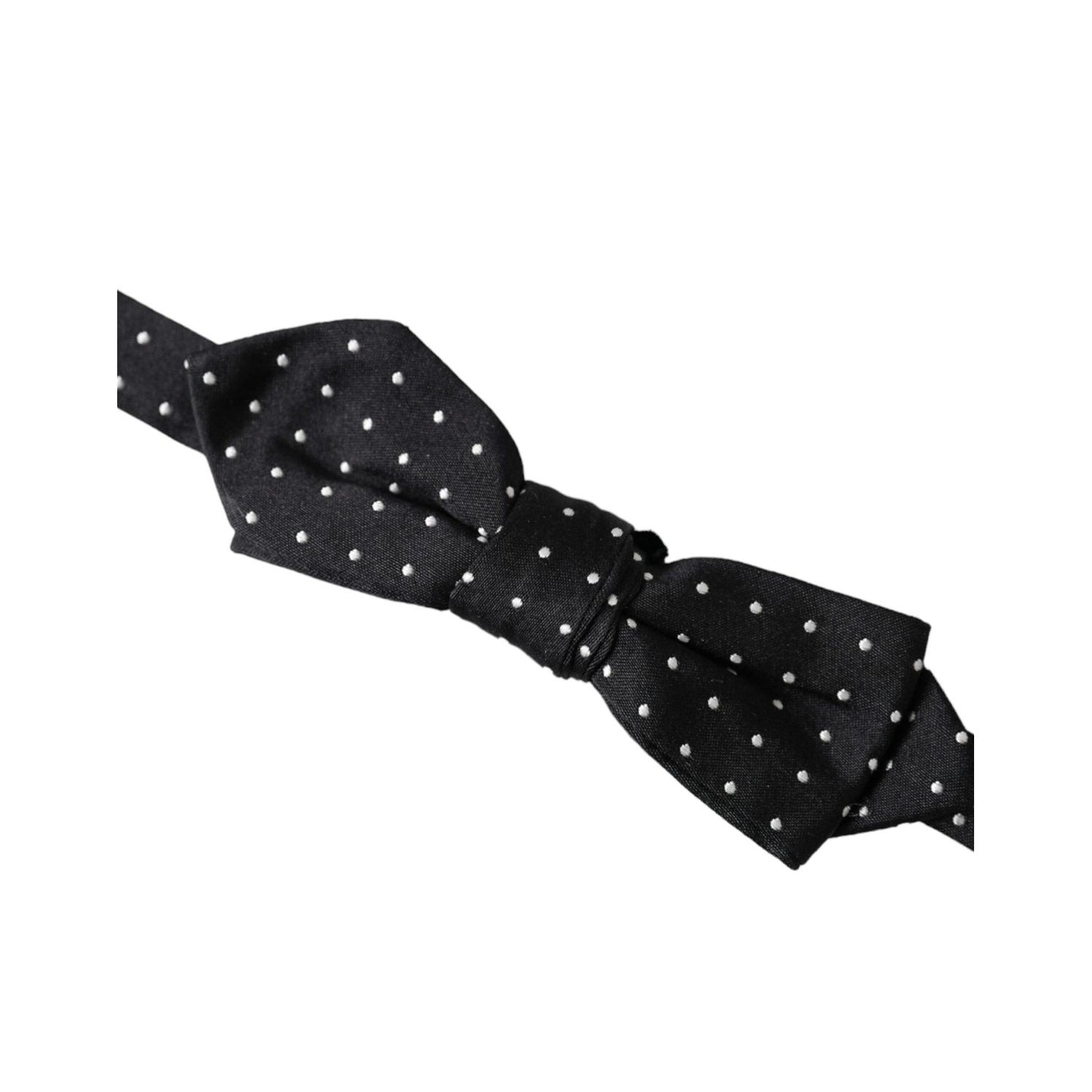 Dolce & Gabbana Black Silk Polka Dot Adjustable Neck Men Papillon Bow Tie