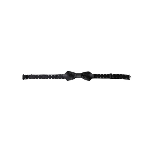 Dolce & Gabbana Black Silk Polka Dot Adjustable Neck Men Papillon Bow Tie FT3901