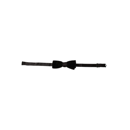 Dolce & Gabbana Black Velvet Cotton Adjustable Neck Men Bow Tie