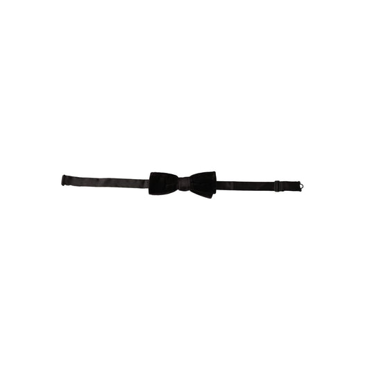 Dolce & Gabbana Black Velvet Cotton Adjustable Neck Men Bow Tie FT3921