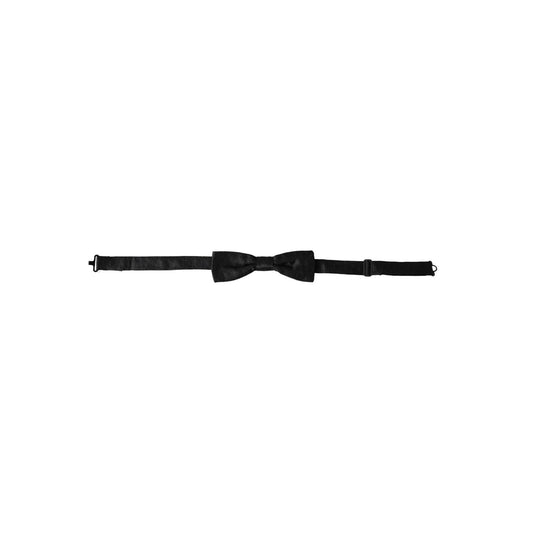 Dolce & Gabbana Black Silk Patterned Adjustable Neck Men Bow Tie FT3930