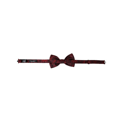 Dolce & Gabbana Red Silk Floral Adjustable Neck Men Bow Tie
