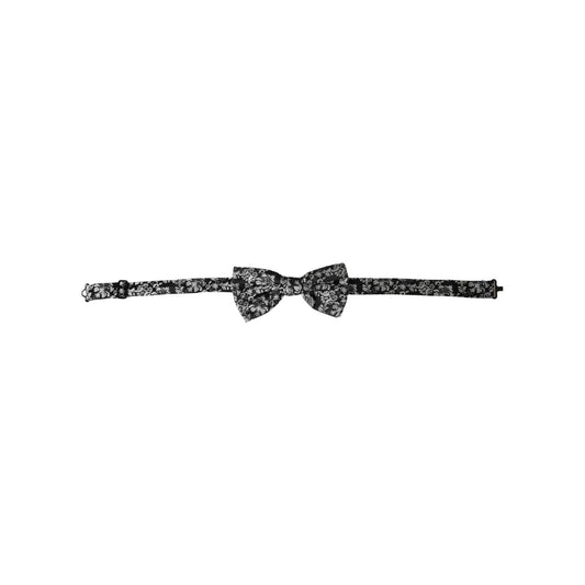 Dolce & Gabbana Black Floral Silk Adjustable Neck Men Bow Tie FT3943