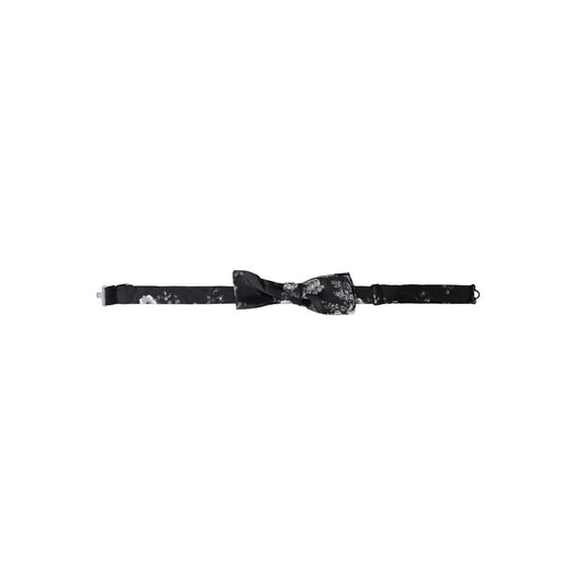 Dolce & Gabbana Black Floral Fantasy Adjustable Neck Men Bow Tie FT3950