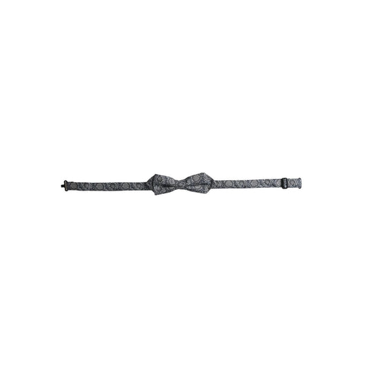 Dolce & Gabbana Gray Silk Patterned Adjustable Neck Men Bow Tie