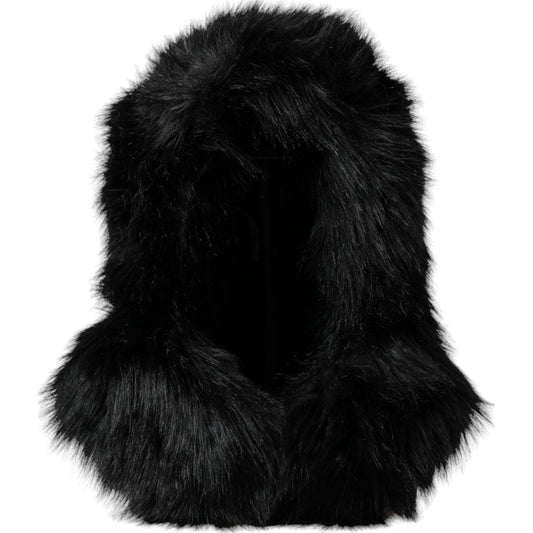 Dolce & Gabbana Black Faux Fur Whole Head Wrap Hat HAT9569-57