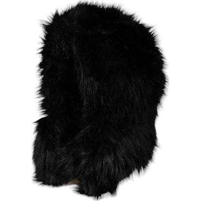 Dolce & Gabbana Black Faux Fur Whole Head Wrap Hat