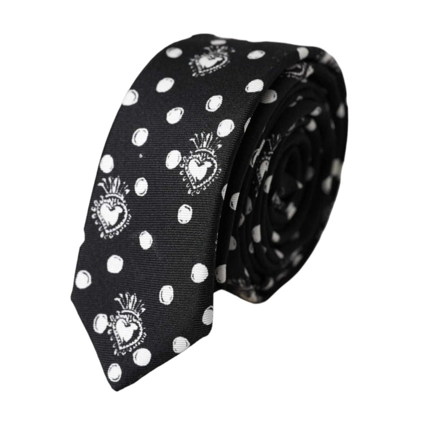 Dolce & Gabbana Black Heart Polka Dot Adjustable Tie