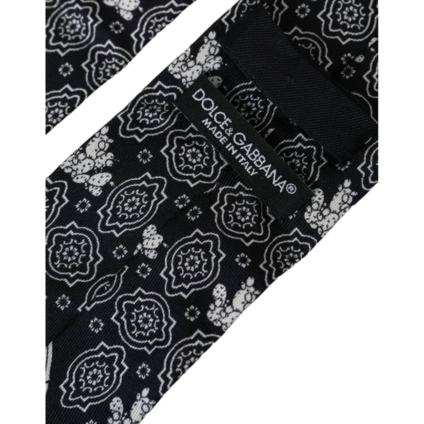 Dolce & Gabbana Black Patterned 100%Silk Adjustable Tie