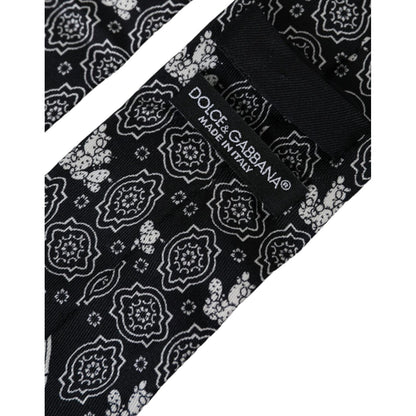 Dolce & Gabbana Black Patterned 100%Silk Adjustable Tie