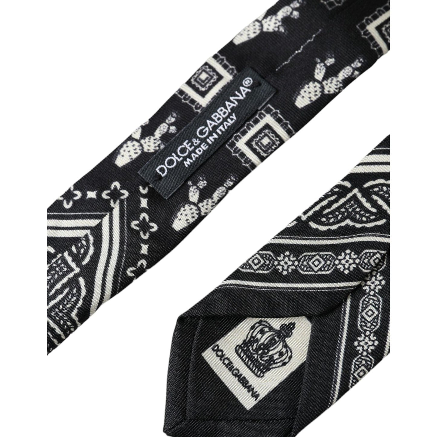 Dolce & Gabbana Black Patterned 100%Silk Adjustable Tie