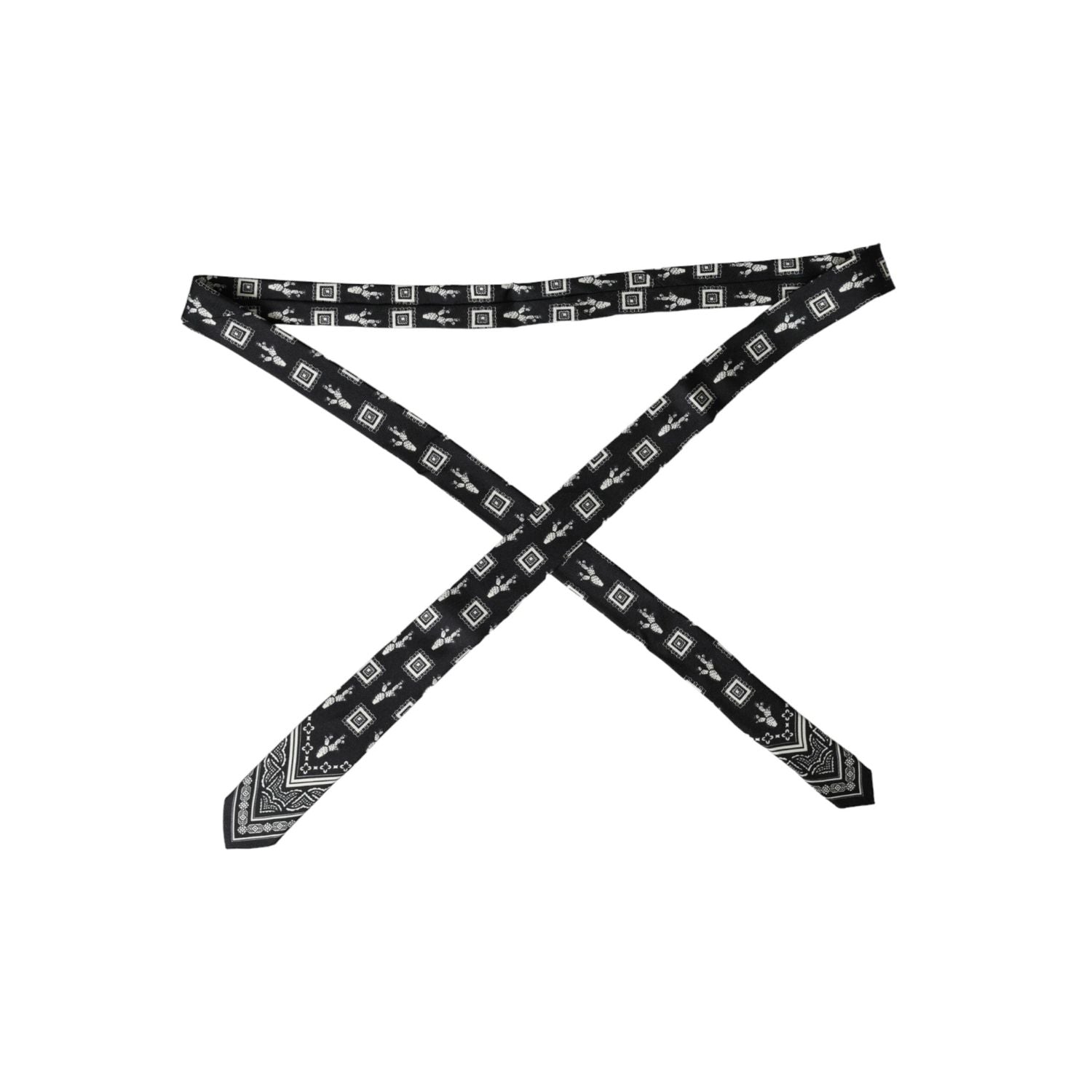 Dolce & Gabbana Black Patterned 100%Silk Adjustable Tie