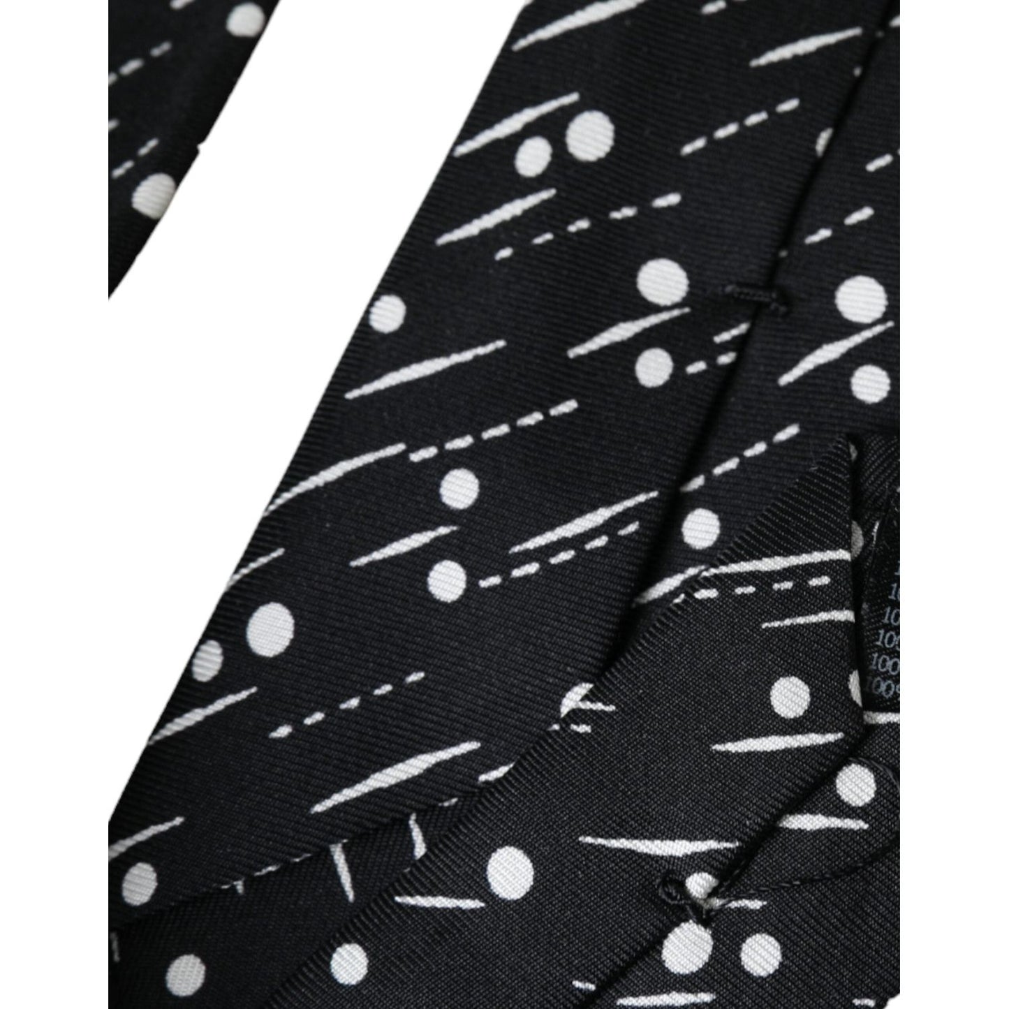 Dolce & Gabbana Black Dotted 100% Silk Adjustable Tie KRA3395